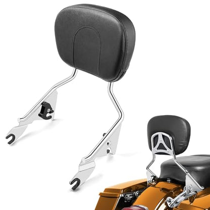 PBYMT Detachable Passenger Backrest Fit for Harley Touring, Quick Release Sissy Bar Compatible with Harley Davidson Street Glide Road Glide Road King Electra Glide Ultra Limited 2009-2024 (Chrome) - color: Chrome