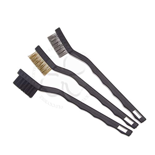 3x Cleaning Brush Kit Steel Nylon Brass Motorcycle Car Gun Nylon Detailing Set
