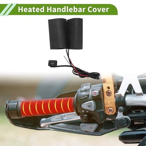 Heated Motorcycle Hand Grips Cover 12V Handlebar Cover 3 Gear Adjustable Temperature Metal Heating Film 1 Set 1 Inch