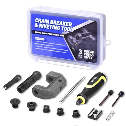 Motorcycle Chain Breaker Tool Kit,14PC Chain Cutter, Link Removal & Rivet Press Tool for 420 425 520 530 Chains, Fits Motorcycle, ATV, Dirt Bike