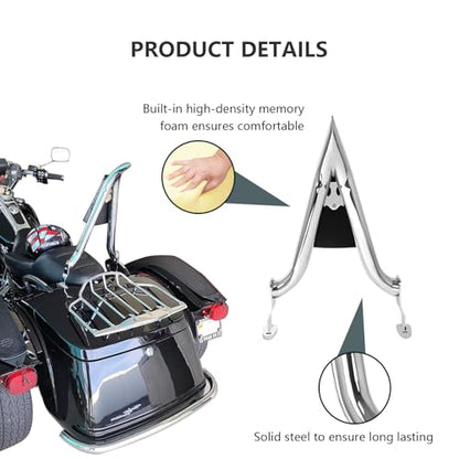 16" Chrome Road Glide 3 & Freewheeler Sissybar Pad Motorcycle Passenger Backrest Sissy Bar for Harley Davidson FLRT FLTRT 2015-2024 - color: Chrome