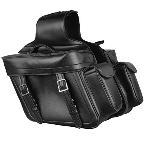 Milwaukee Leather PVC 2-Strap Throw-Over Easy Zip off and off Motorcycle Saddlebags - Medium - color: MP8315-BLACK, size: Medium