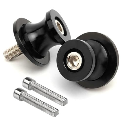 FREAXLL 10MM M10x1.25 Swingarm Spools Sliders Stand Universal Black for Ninja 250 400 650R Z750 Z1000SX CFMOTO 450NK 450SS 450SR 450MT 800MT DUKE 125 390 RC125 RC390 - color: Aluminum black