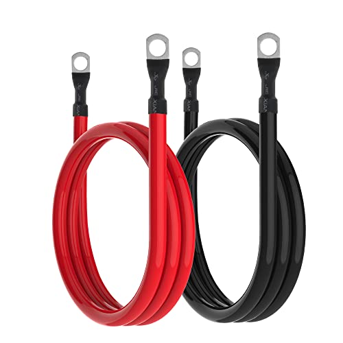 4 AWG Battery Cable 4AWG Gauge Pure Copper Battery Inverter Cables with 3/8 in Lugs Both Ends Power Inverter Wire Set for Automotive Solar Marine Boat RV Car Motorcycle Red and Black (4FT) - size: 4ft