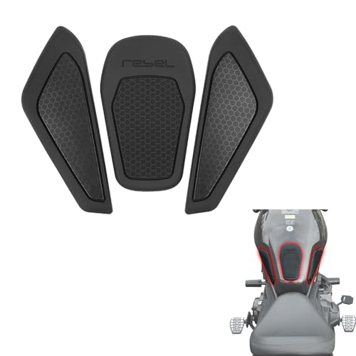 Motorcycle Tank Pad Compatible with Honda Rebel 1100 CMX1100 2017-2025, Anti-Slip Motorcycle Tank Protector Sticker Rubber Fuel Tank Grip Rebel CMX1100 Accessories (Black-CMX1100) - color: Black-cmx1100