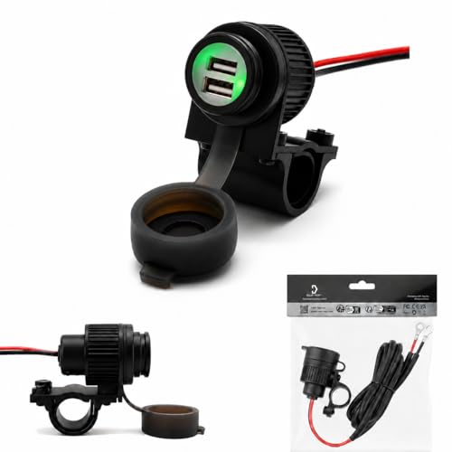 Cliff Top Motorcycle USB Charger Waterproof Dual USB Port 4A 20W, with Magnetic Power Switch Heavy Duty for 7/8’’ and 1’’ Handlebars - Prevents Battery Drain - size: 4A 20W Dual USB with Magnetic Switch
