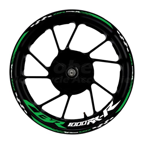 CBR 17 inch Wheel Rim Stickers Decals Tape Compatible with CBR1000RR-R 2004-2025 Motorcycle Reflective Rim Tapes Sticker Stripe (Green) - color: Green
