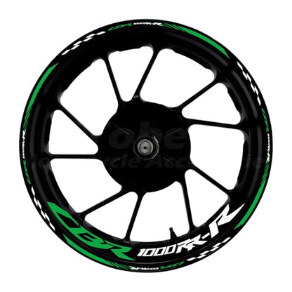 CBR 17 inch Wheel Rim Stickers Decals Tape Compatible with CBR1000RR-R 2004-2025 Motorcycle Reflective Rim Tapes Sticker Stripe (Green) - color: Green