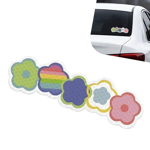Car Reflective Sticker, Cute Flower High Intensity Reflective Safety Decal, Waterproof & Scratch-Covering Decor Sticker, Universal for Most Cars, Motorcycles, Helmets & Bikes - size: Flower