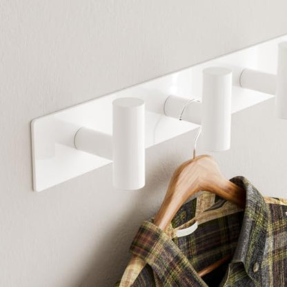 GWAAZXGZ White Wall Mounted Coat Rack – 5 T-Shaped Pegs for Hats, Bags & Towels, Heavy-Duty Metal Rail for Entryway, Bathroom, Closet, Bedroom (1 Pack) - color: White