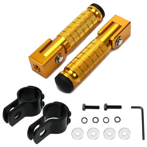 XINGWU M8 Motorcycle Foot Pegs 90 Degree Foldable Footpegs CNC Anti-Skid Footrest Universal for Yamaha Honda Suzuki Aprilia Electric Car Motorbike Mini Bike Dirt Pit Bike Passenger Pedal (Gold) - color: Gold