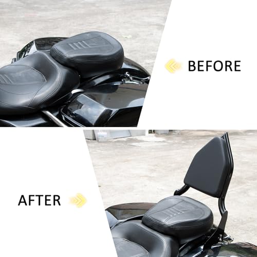 Sissy Bar, PSLER Motorcycle Detachable Backrest Passenger Purpose Seat Back Pad Cushion Adjustable Freely Removable for Touring Street Glide Electra Glide Road Glide Road King 2009-2025