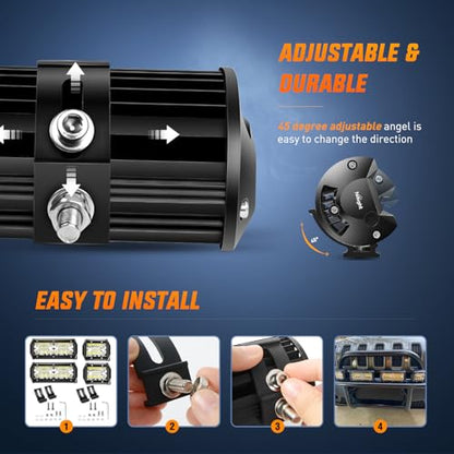 Nilight LED Pods 6PCS 6.5 Inch 120W Light Bar Triple Rows Spot Flood Combo Driving Light Waterproof Led Work Light Off-Road Truck Car ATV SUV Cabin Boat - color: 6Pcs Led Pods, size: Led Pods