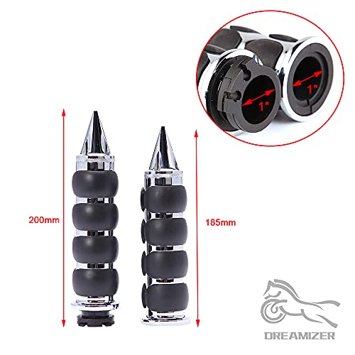 DREAMIZER 25.4MM Motorcycle Handlebar Grips 1 inch Compatible with Honda Shadow Spirit 750 Valkyrie Fury VTX1300 VTX1800 VT400 VT750 VT1100 - Smooth - style: Piont-chrome