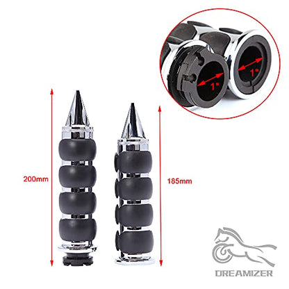 DREAMIZER 25.4MM Motorcycle Handlebar Grips 1 inch Compatible with Honda Shadow Spirit 750 Valkyrie Fury VTX1300 VTX1800 VT400 VT750 VT1100 - Smooth - style: Piont-chrome