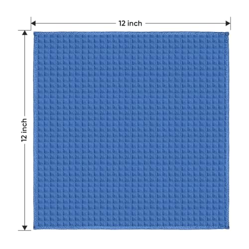 HOMEXCEL Waffle Weave Microfiber Towel, 10 Pack Lint Free Cleaning Rags, 12 x 12 Inches Barista Towels, Reusable Microfiber Cleaning Cloth for Household, Kitchen, Glass and Window, Blue - color: Blue