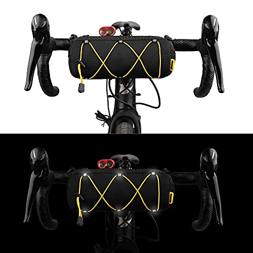 Rhinowalk Bike Handlebar Bag, Bicycle Front Bag Shoulder Bag Storage Bag with Shoulder Strap for Road Mountain Bike Cycling Travel - color: Black+Yellow