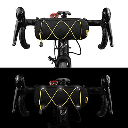 Rhinowalk Bike Handlebar Bag, Bicycle Front Bag Shoulder Bag Storage Bag with Shoulder Strap for Road Mountain Bike Cycling Travel - color: Black+Yellow