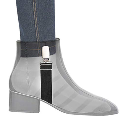 Boncas Improved Adjustable Elastic Boot Clips Boot Straps Pant Clips Stirrups Leg Straps Keeping Your Pants Tucked - color: Flat 3" -4.7"