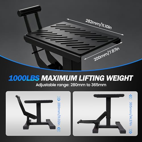 Dirt Bike Stand,600Lbs Capacity No Hydraulic Lift Jack Adjustable Hoist Table Heavy Duty Anti-Slip Lifting Stand for Dirt Pit Bike Motocross Enduro Motorcycle Repair&Maintenance-Black - color: Black