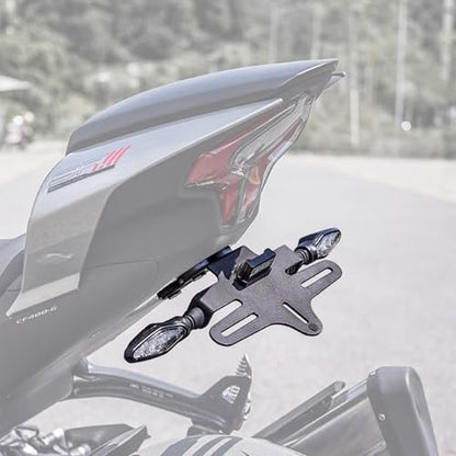 Tidy Tail Fender Eliminator License Plate Frame with LED Light Compatible with CFMOTO 450SS/450NK 2023 2024 2025,Aluminum Alloy,Laser Cutting,CFMOTO 450SS Accessories,CFMOTO 450NK Accessories