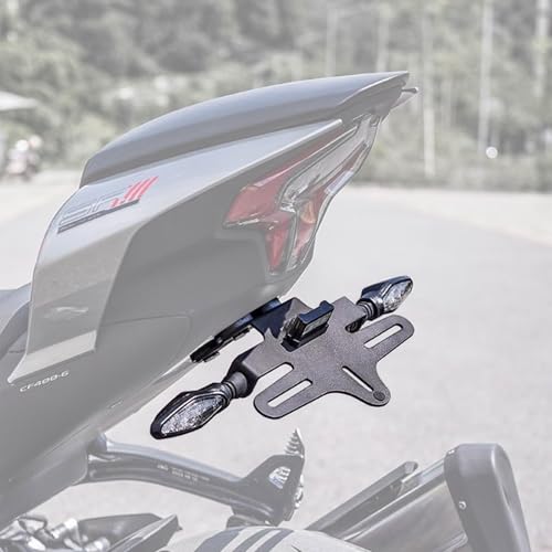 Tidy Tail Fender Eliminator License Plate Frame with LED Light Compatible with CFMOTO 450SS/450NK 2023 2024 2025,Aluminum Alloy,Laser Cutting,CFMOTO 450SS Accessories,CFMOTO 450NK Accessories