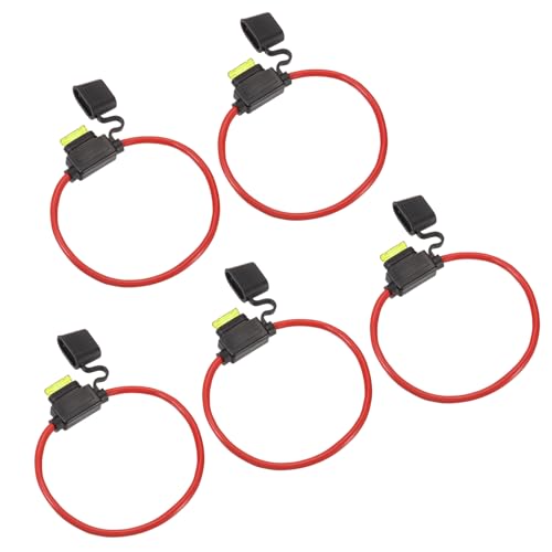 DMiotech 5 Pcs Inline Fuse Holder DC 32V 10 AWG Waterproof Blade Fuse Holder 20A for Automotive, Marine, Truck, Motorcycle Yellow
