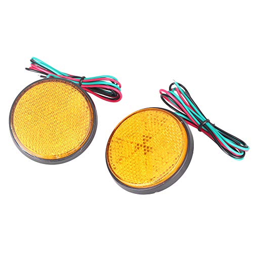 Pair Rectangle Motorcycle Reflector W/ 24 LED, Waterproof and Universal for Car Truck Trailer RV UTV ATV, Orange
