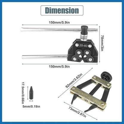 Roller Chain Tools Kit 25-60 Chain Detacher Breaker Cutter Tool Roller Chain Puller Holder Connecting for Bicycle Go Kart Chains Replacement Carbon Steel Black Item Replacement