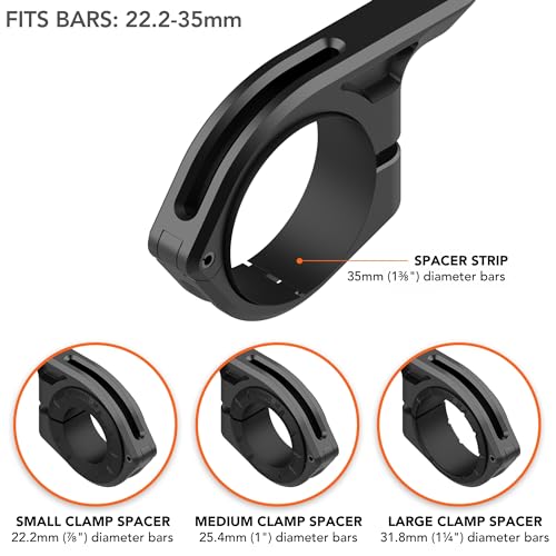 Rokform - Over the Top Bike Phone Mount, Fits 4 Sizes of Bars 22.2-35mm (⅞-1⅜”), Bicycle Handlebar Mount Designed Twist Lock iPhone, Galaxy, Pixel Cases or Universal Adapter (Black)