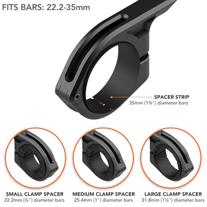 Rokform - Over the Top Bike Phone Mount, Fits 4 Sizes of Bars 22.2-35mm (⅞-1⅜”), Bicycle Handlebar Mount Designed Twist Lock iPhone, Galaxy, Pixel Cases or Universal Adapter (Black)