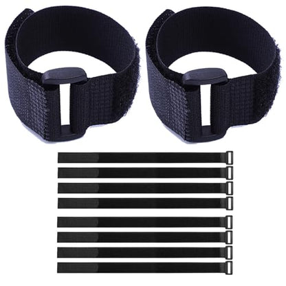 Fastening Hook and Loop Cable Straps,10Pack Black Self-Adhesive Cable Ties,Nylon Securing Straps with Buckles,Adjustable and Reusable Cinch Straps for Cords Organized and Tidy(1" x 24") - size: 1" x 24"