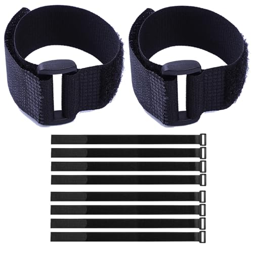 Fastening Hook and Loop Cable Straps,10Pack Black Self-Adhesive Cable Ties,Nylon Securing Straps with Buckles,Adjustable and Reusable Cinch Straps for Cords Organized and Tidy(1" x 24") - size: 1" x 24"