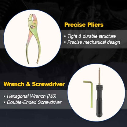8PCS Motorcycle Repair Tool Kit, Spark Plug Socket Pliers Hexagonal Wrench M6 Double Ended Screwdriver Dual Head Wrench 8-10mm 12-14mm 14-17mm, Portable Motorbike Maintenance Tools