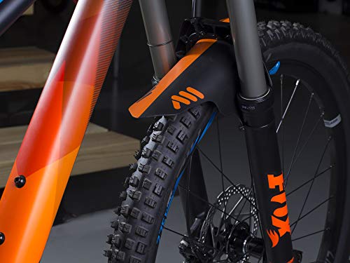 MTB Front Wheel Mud Guard - Lightweight & Durable Protection - Universal Fit - Protect Against Mud, Water Spray and More - color: Orange/Black