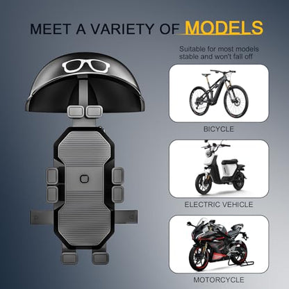 1 PC Mobile Phone Holder with Helmet, Waterproof Sun Visor Holder, Cycling Octopus Phone Cradle, Universal for Most Motorcycles, Bicycles, Electric Vehicles (Black #Handlebar)