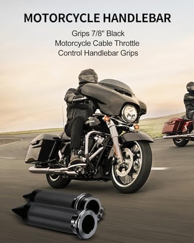 7/8" Motorcycle Hand Grips with Throttle Assist Non-Slip Hand Grip for Harley Yamaha Kawasiki Suzuki Cruisers Motorbikes Choppers Spiked Grips - color: black