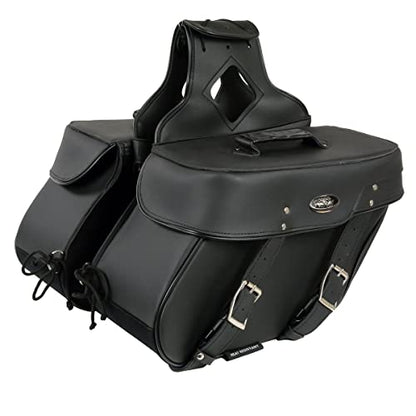 Milwaukee Leather PVC 2-Strap Throw-Over Easy Zip off and off Motorcycle Saddlebags - Medium - color: SH592ZB-BLACK, size: Medium