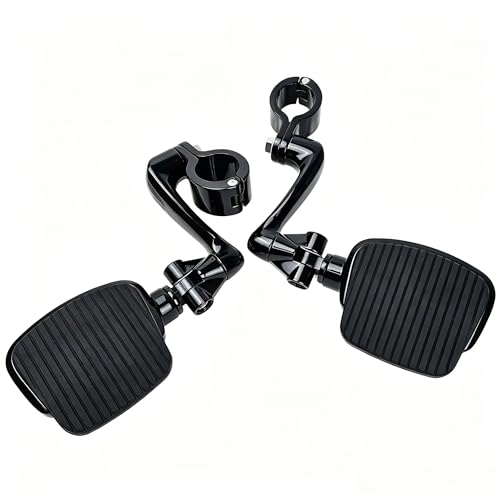 YENHUR 1.5 inches Highway Pegs Kit, Gloss Black Finish, Heavy-Duty Steel Clamps, Mini Footboards Fit for Electra Glide Street Road Glide Road King Fat Boy with 1.5" (38mm) Fatty Engine Guard Crash Bar - color: 1-1/2" Clamps-Gloss Black
