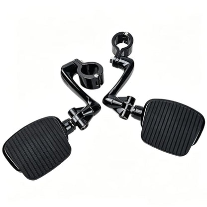 YENHUR 1.5 inches Highway Pegs Kit, Gloss Black Finish, Heavy-Duty Steel Clamps, Mini Footboards Fit for Electra Glide Street Road Glide Road King Fat Boy with 1.5" (38mm) Fatty Engine Guard Crash Bar - color: 1-1/2" Clamps-Gloss Black