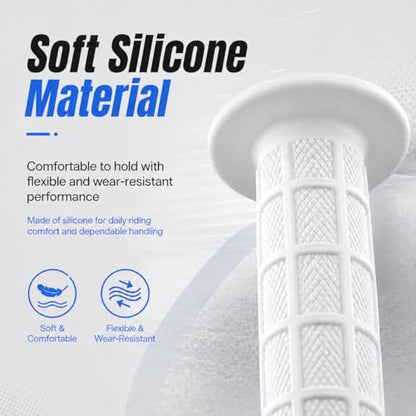 1Pair White Grips, 22mm 7/8" Dirt Bike Grips Scooter Grips Handlebar Hand Grips for Motorcycle, Mini Bike, Dirt Bike, Pit Bike Handlebar Pro Taper Grips Dirtbike - color: White