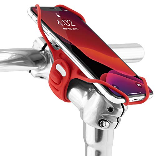 Bone Bike Tie Pro 3, Bike Cell Phone Mount for Stem, Scratch-Free Silicone Holder with Shock-Absorbing Design, Universal Cycling Phone Holder Compatible with Most Smartphone (Red - Stem) - color: Bike Tie Pro 3 - Red