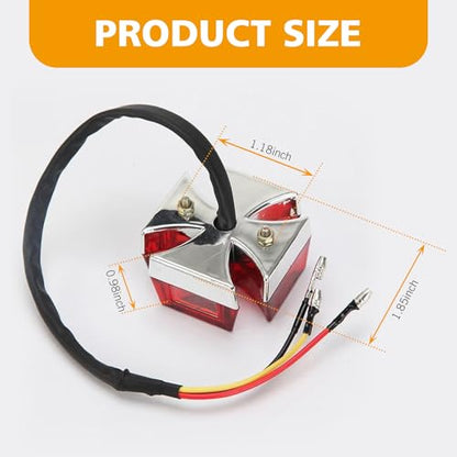Cross Rear Tail Light, High-brightness Waterproof LED Brake Driving Light, Plug-and-play Personalized Modified Taillight Decorative Accessories, for Most Motorcycles Dirt Bikes Cruisers (Red)