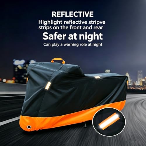Heavy-Duty Motorcycle Cover for Vespa GTV 300 2023–2024, All Season Durable Waterproof Protection Cover, Lock-Holes & Windproof Buckles Black_XXL