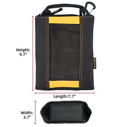 MELOTOUGH Fastener Bag Small Zip Tool Pouch Canvas Utility Zipper Tool Bag with Heavy Duty Mesh Window,Carabiner Clip (4 pack) - color: 4 color(Yellow+Blue+Red+Grey)