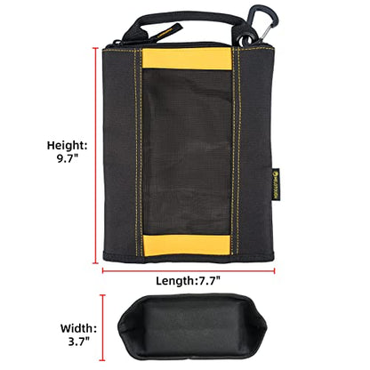 MELOTOUGH Fastener Bag Small Zip Tool Pouch Canvas Utility Zipper Tool Bag with Heavy Duty Mesh Window,Carabiner Clip (4 pack) - color: 4 color(Yellow+Blue+Red+Grey)