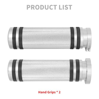 Motorcycle 1" Hand Grips Handlebar Grips Cable Throttle Fit for Harley Touring Street Glide Road King Road Glide Electra Glide Dyna Softail - color: #1 Chrome