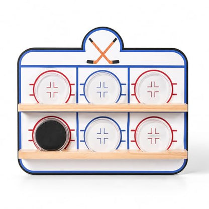 Hockey Puck Display Case，6 Pack Acrylic Clear Box Holder with Wooden Base Ice Hockey Rink Designed , Showcase for Autographed Memorabilia - size: 15.7ln×13.3ln×2.7ln