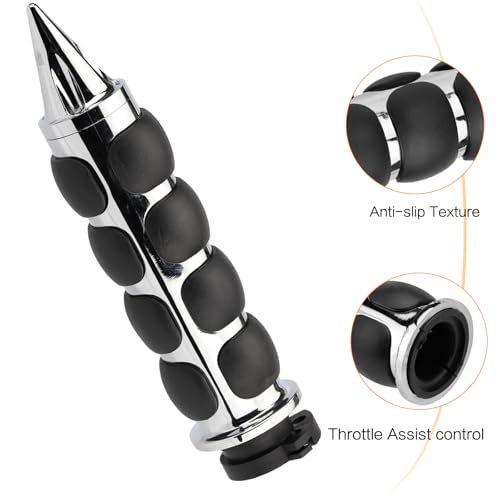 Motorcycle Hand Grips 1 Inch 25MM Handlebar Grip Throttle Non-Slip Universal Compatible with Harley Davidson Dyna Sportster 883 Road King Electra Glide Street Glide - color: Chrome-E