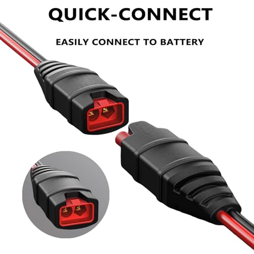2 Pack M6 (1/4in) Eyelet Battery Charger Harness with 20A Fuse and 2 Spare Fuses, Compatible with GC002 X-Connect Style, 16AWG Quick Disconnect Cable for 12V Batterie